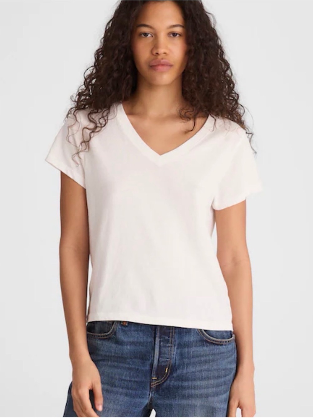 Madewell Relaxed Women's Short Sleeve V-Neck Tee - Cream